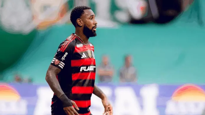 Gerson-Palmeiras-0-2-Flamengo-250525 Gerson em campo pelo Flamengo contra o Palmeiras