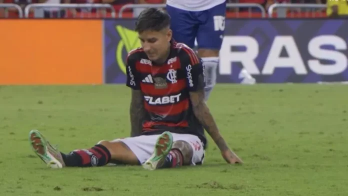 Pulgar-Dores-Coxa-Flamengo-1-0-Bahia-100525 Pulgar sente dores na coxa e deixa jogo contra o Bahia
