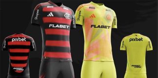 Uniforme Rubro-Negro do Flamengo e amarelo de goleiro 2025