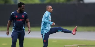 De la Cruz em treino do Flamengo em Atlantic City