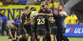 Jogadores do Los Angeles FC comemoram classificação para o Mundial