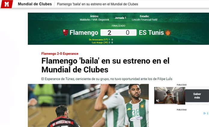Jornal Marca da Espanha fala da vitória do Flamengo sobre o Espérance