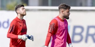 Rossi e Matheus Cunha em treino do Flamengo
