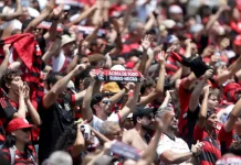 Torcida do Flamengo presente no jogo contra o Chelsea
