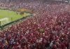 Torcida do Flamengo festeja o gol da virada do sobre o Chelsea