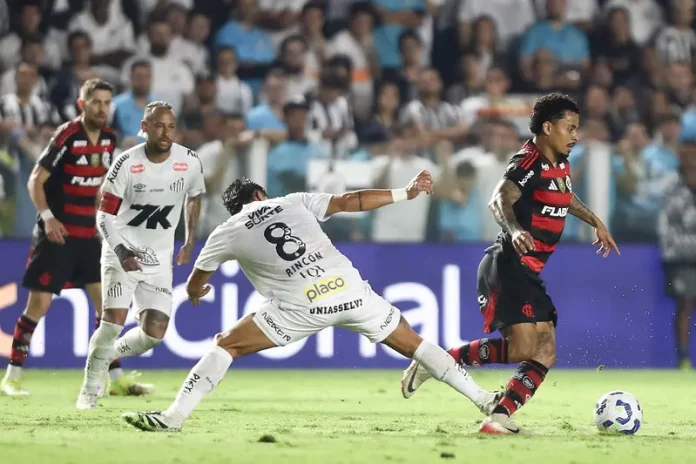 Allan em campo na derrota do Flamengo para o Santos