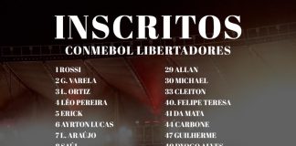Jogadores do Flamengo inscritos para o mata mata da Libertadores