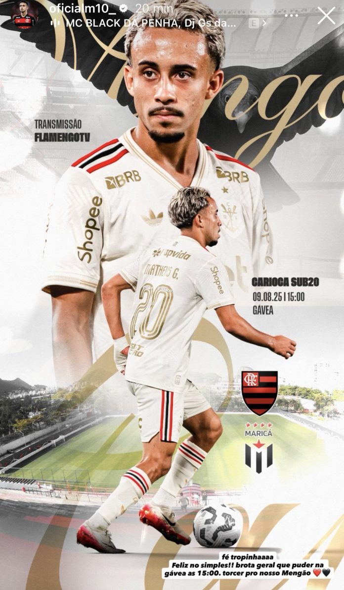 Matheus Gonçalves em postagem no Instagram