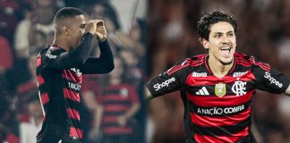 Samuel Lino e Pedro na goleada do Flamengo sobre o Vitória - FOTO: Gilvan de Souza / Flamengo