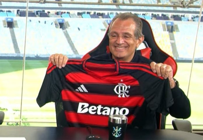 BAP-Flamengo-Betano BAP presidente do Flamengo, no lançamento do patrocínio da Betano
