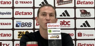 Filipe Luís em entrevista após vitória do Flamengo sobre o Botafogo