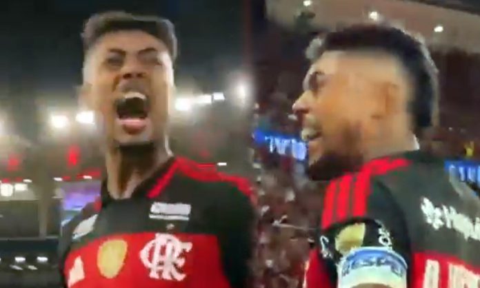 Bruno-Henrique-Gol-Flamengo-4-1-Indep-Medellin-160426 Bruno Henrique comemora o segundo gol do Flamengo na goleada sobre o Independiente Medellín