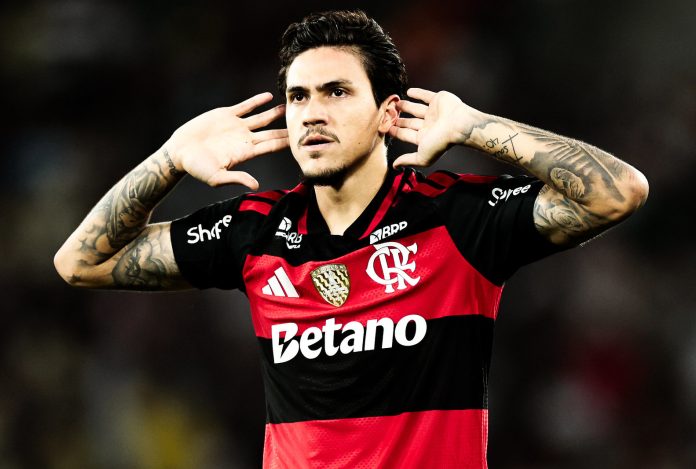 Pedro comemora mais um gol do Flamengo sobre o Fluminense no Maracanã - Foto: Gilvan de Souza / Flamengo