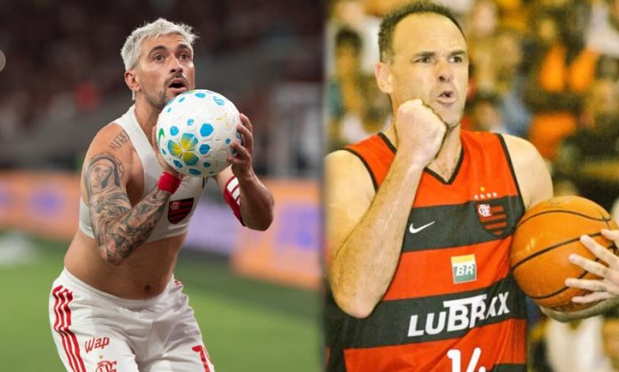 Arrascaeta-Oscar-Schmidt-Flamengo Arrascaeta em homenagem ao saudoso ídolo Oscar Schmidt