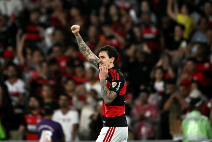Pedro marcou o gol da vitória do Flamengo sobre o Estudiantes no Maracanã - Foto: Lucas Bayer / Lance!
