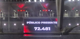 Público presente na vitória do Flamengo sobre o Cruzeiro no Maracanã