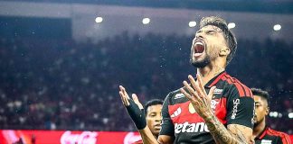 Paquetá, Plata e Burno Henrique vibrando pelo Flamengo