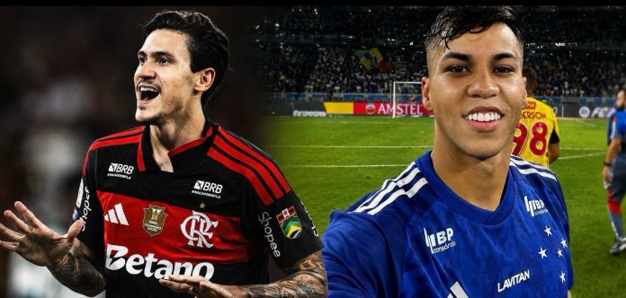 Pedro jogador do Flamengo e Kaio Jorge jogador do Cruzeiro