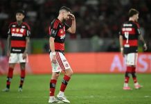 Flamengo perde Jorginho para primeiro jogo da semifinal após expulsão na Libertadores Jorginho é expulso no empate entre Flamengo e Del Valle no Maracanã - Foto: Mauro Pimentel / AFP