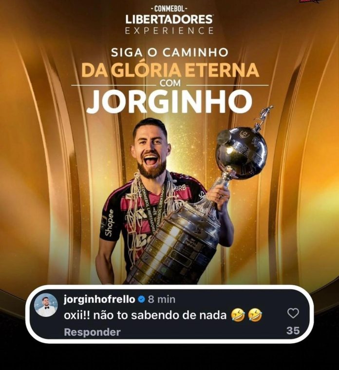 libertadores-jorginho-post-errado Libertadores confunde Jorginho do Flamengo com campeão mundial e jogador reage nas redes. Foto: Paparazzo Rubro-Negro