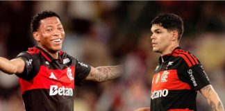 Plata e Ayrton Lucas, jogadores do Flamengo