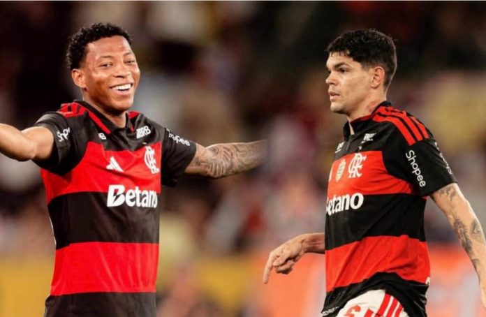 Plata e Ayrton Lucas, jogadores do Flamengo