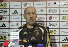Leonardo Jardim em entrevista coletiva após vitória do Flamengo sobre o Bahia em Salvador