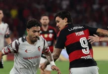 Pedro em campo na eliminação do Flamengo para o Estudiantes no Maracanã