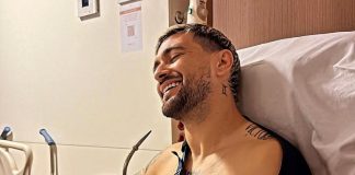 Arrascaeta, após fazer a cirurgia no punho, ainda no hospital