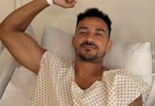 Danilo no hospital após cirurgia na mandíbula.