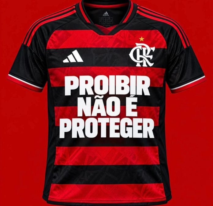 Espaço da Betano na camisa do Flamengo terá mensagem de protesto nesta quinta-feira. Foto: Instagram / futebol_info0