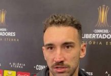 Léo Ortiz em entrevista coletiva após partida contra o Estudiantes no Maracanã, pela Libertadores
