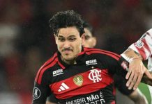 Pedro, em partida contra o Estudiantes onde o Flamengo foi eliminado no Maracanã, pela Libertadores