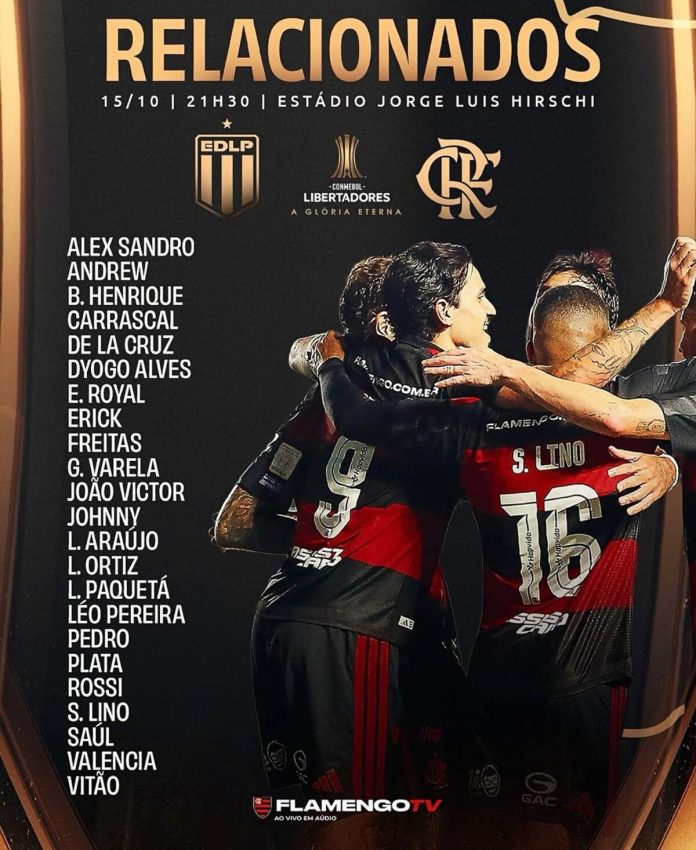 Jogadores do Flamengo relacionados para jogo contra Estudiantes, pela Libertadores